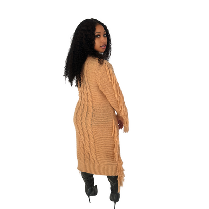 Don't Be Shy Knit Fringe Midi Dress